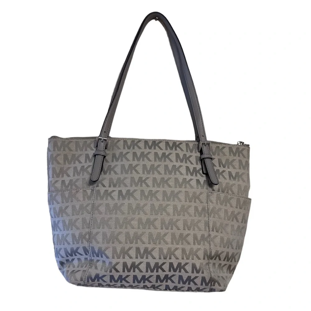 Michael Kors Signature Logo Printed Canvas Tote Shoulder Bag - Picture 2 of 6